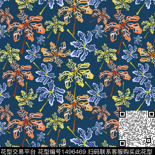 花卉手绘小碎花数码印花华亿平台下载（图片编号: 1496469） - 瓦栏（Walan）