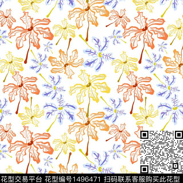 花卉手绘小碎花数码印花华亿平台下载（图片编号: 1496471） - 瓦栏（Walan）