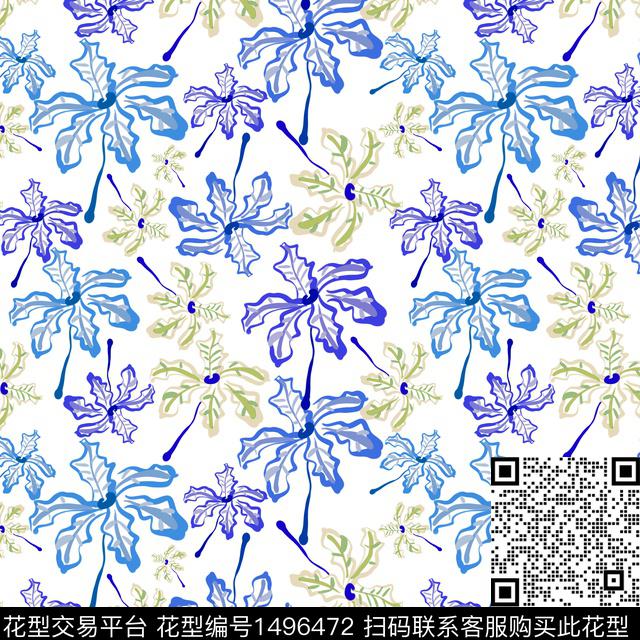 花卉手绘小碎花数码印花华亿平台下载（图片编号: 1496472） - 瓦栏（Walan）
