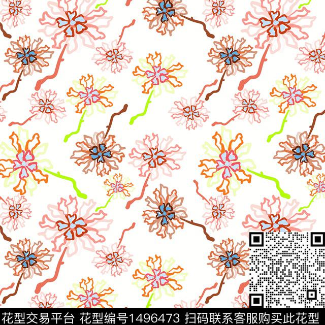 花卉手绘小碎花数码印花华亿平台下载（图片编号: 1496473） - 瓦栏（Walan）