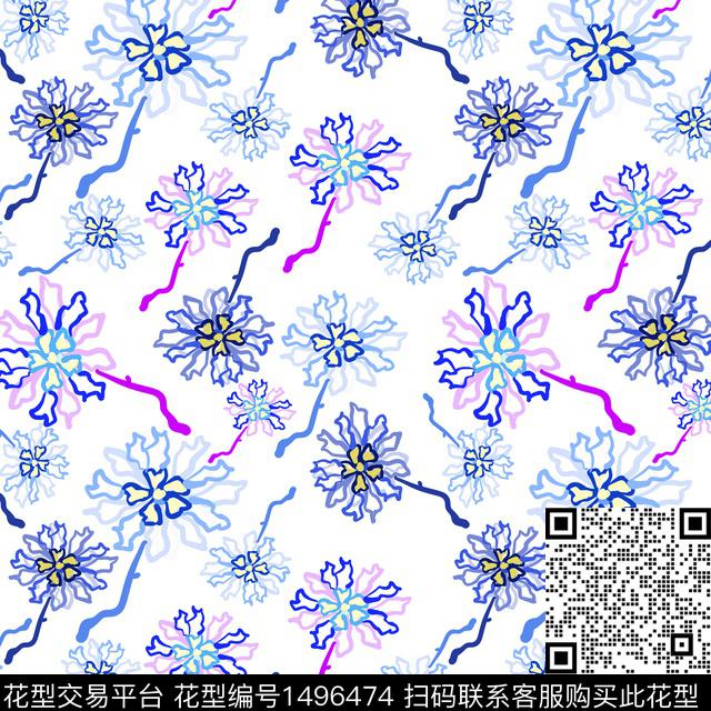 花卉手绘小碎花数码印花华亿平台下载（图片编号: 1496474） - 瓦栏（Walan）