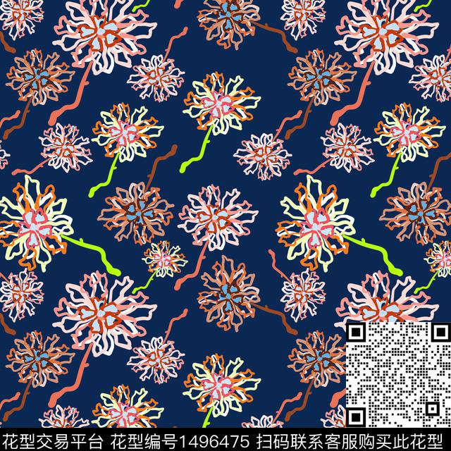 花卉手绘小碎花数码印花华亿平台下载（图片编号: 1496475） - 瓦栏（Walan）