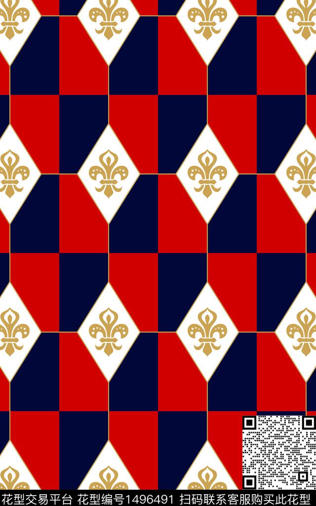 格子几何床品传统印花华亿平台下载（图片编号: 1496491） - 瓦栏（Walan）