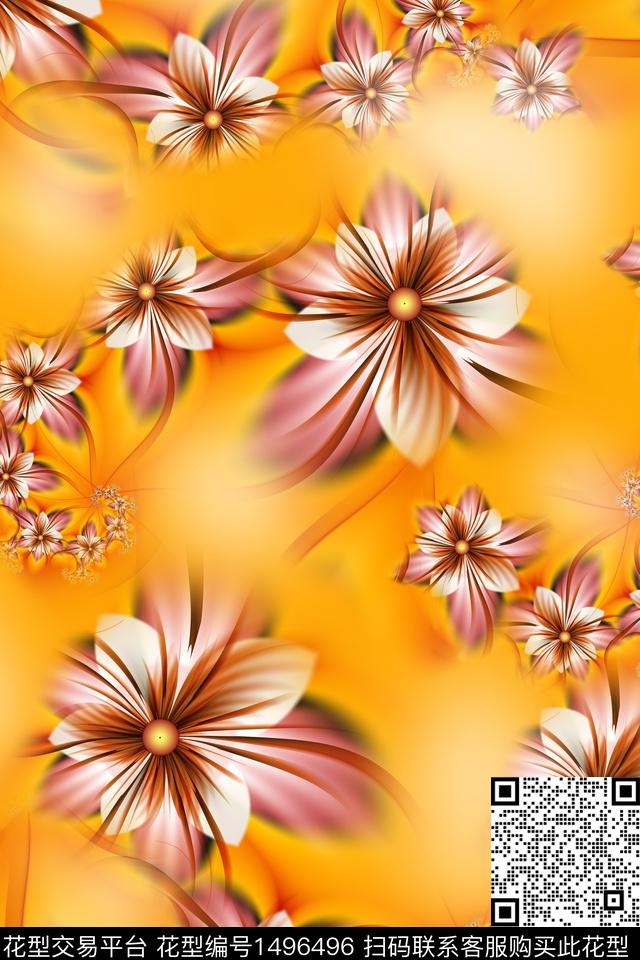 花卉抽象小碎花数码印花华亿平台下载（图片编号: 1496496） - 瓦栏（Walan）