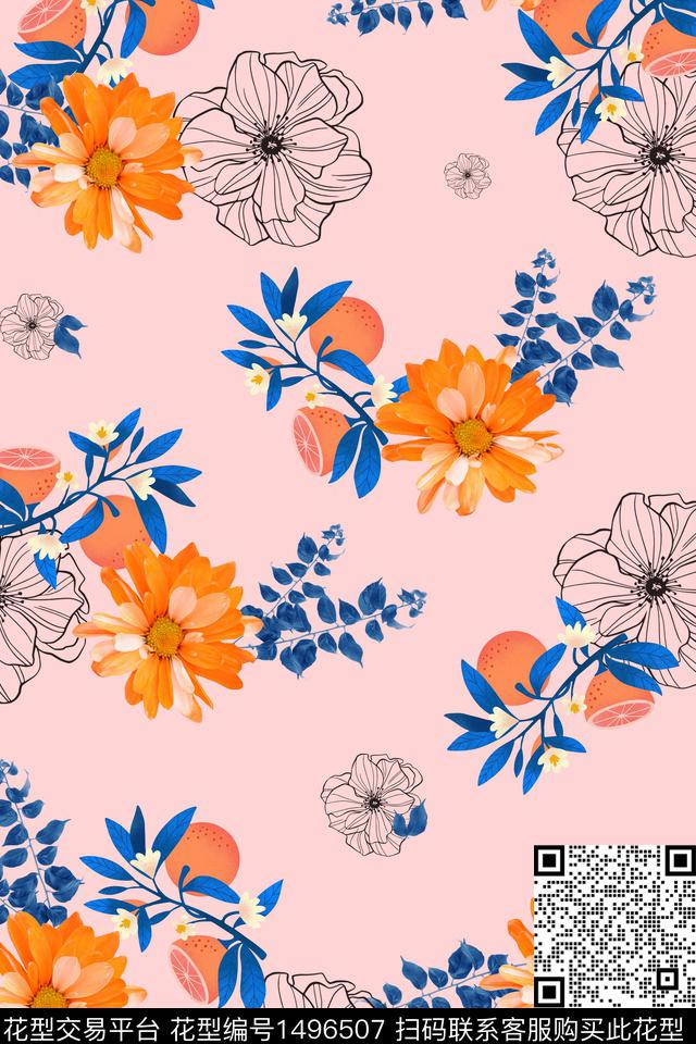 定位花民族花卉花卉数码印花华亿平台下载（图片编号: 1496507） - 瓦栏（Walan）