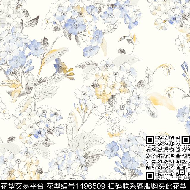 抽象花卉女装花卉传统印花华亿平台下载（图片编号: 1496509） - 瓦栏（Walan）