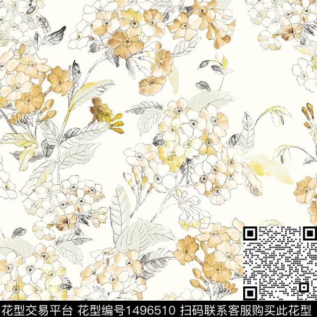 抽象花卉女装花卉传统印花华亿平台下载（图片编号: 1496510） - 瓦栏（Walan）