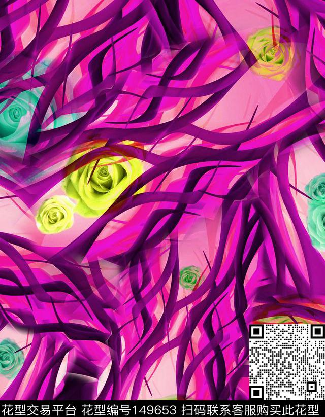 玫瑰肌理数码印花华亿平台下载（图片编号: 149653） - 瓦栏（Walan）