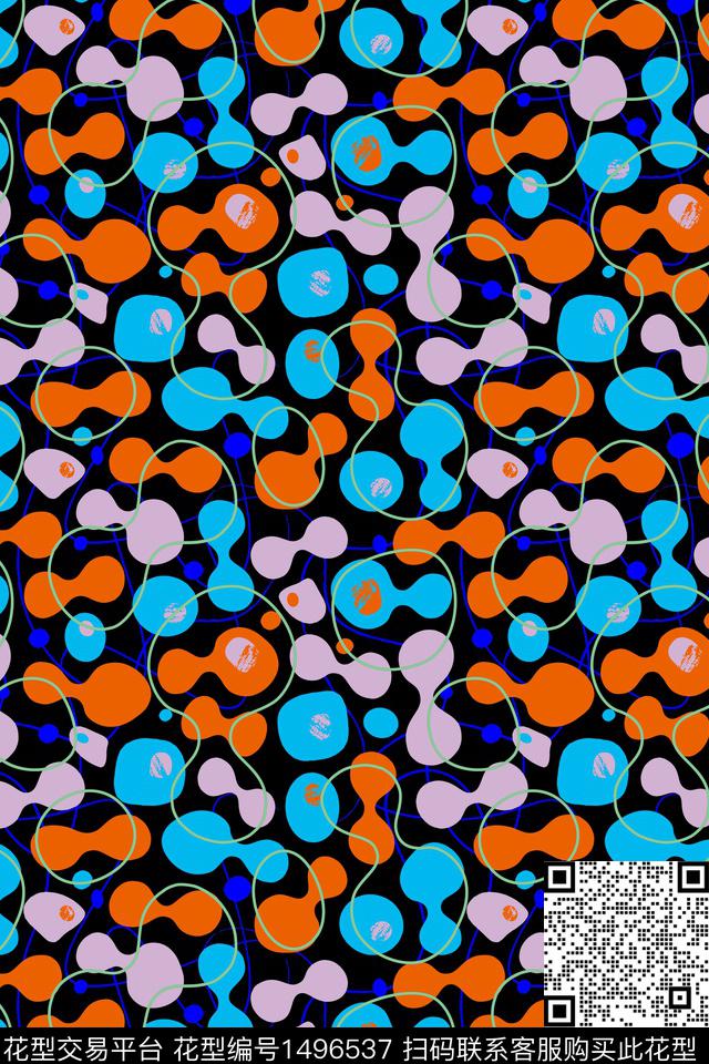 撞色线条几何数码印花华亿平台下载（图片编号: 1496537） - 瓦栏（Walan）