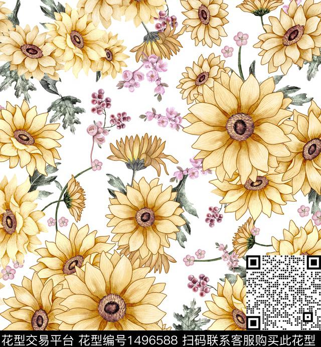 线条扎染华亿平台花卉传统印花华亿平台下载（图片编号: 1496588） - 瓦栏（Walan）