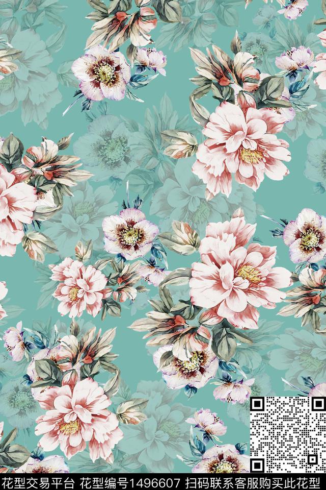 香云纱中国风牡丹数码印花华亿平台下载（图片编号: 1496607） - 瓦栏（Walan）