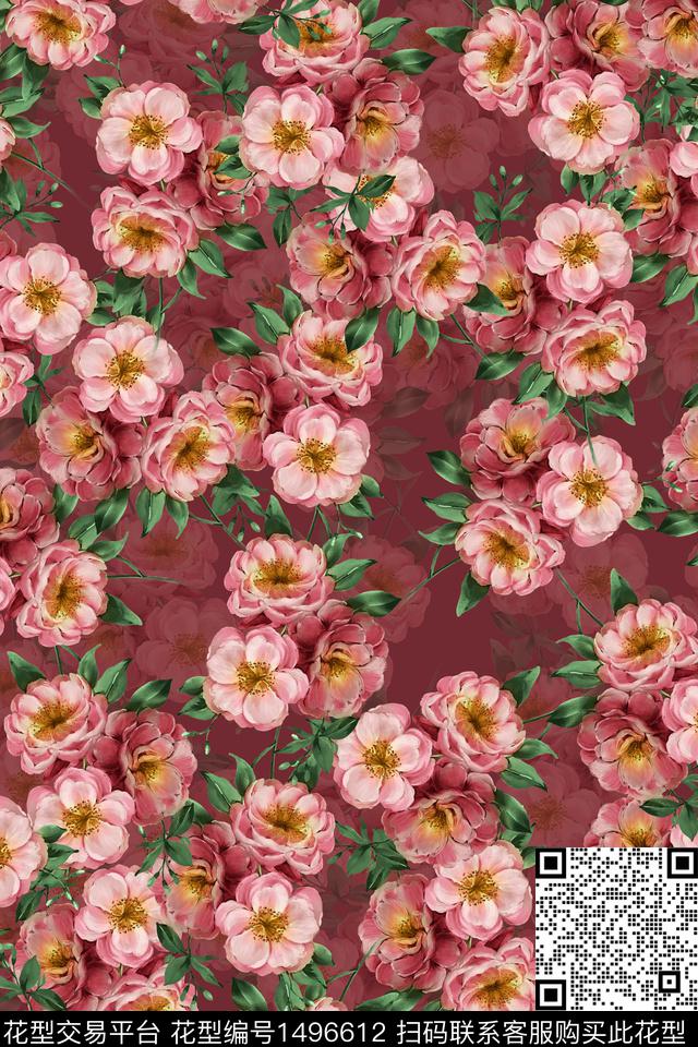 香云纱中国风小碎花数码印花华亿平台下载（图片编号: 1496612） - 瓦栏（Walan）