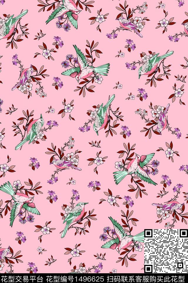 花鸟花卉大牌风数码印花华亿平台下载（图片编号: 1496625） - 瓦栏（Walan）