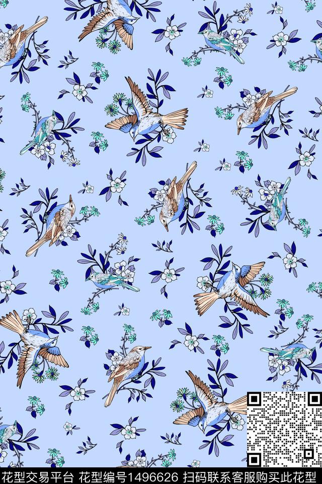 花鸟花卉大牌风数码印花华亿平台下载（图片编号: 1496626） - 瓦栏（Walan）