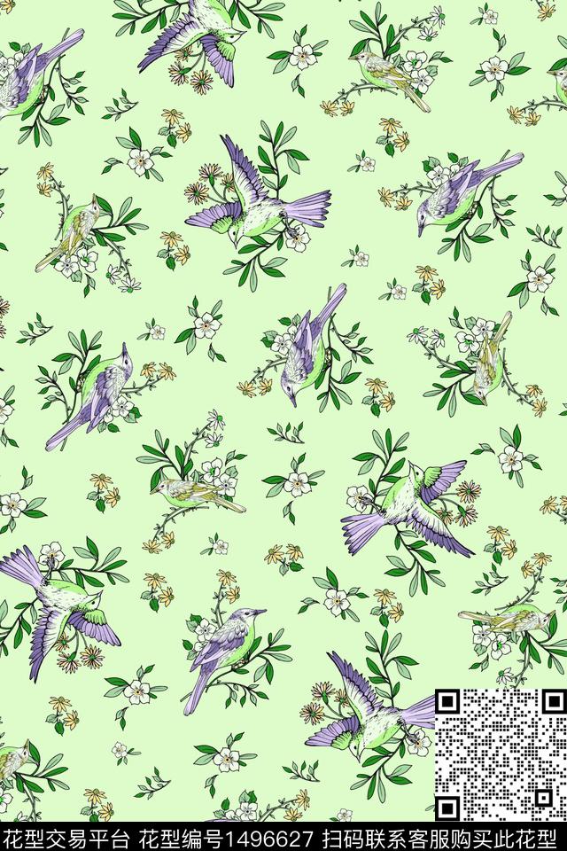 花鸟花卉大牌风数码印花华亿平台下载（图片编号: 1496627） - 瓦栏（Walan）
