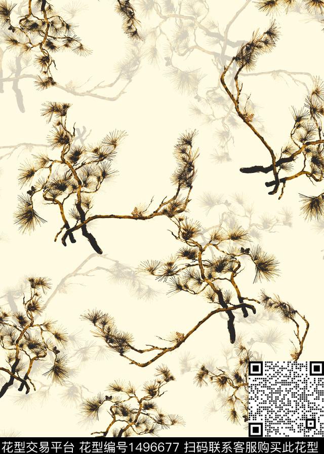 中国风旗袍香云纱春夏长裙女装剪影数码印花华亿平台下载（图片编号: 1496677） - 瓦栏（Walan）