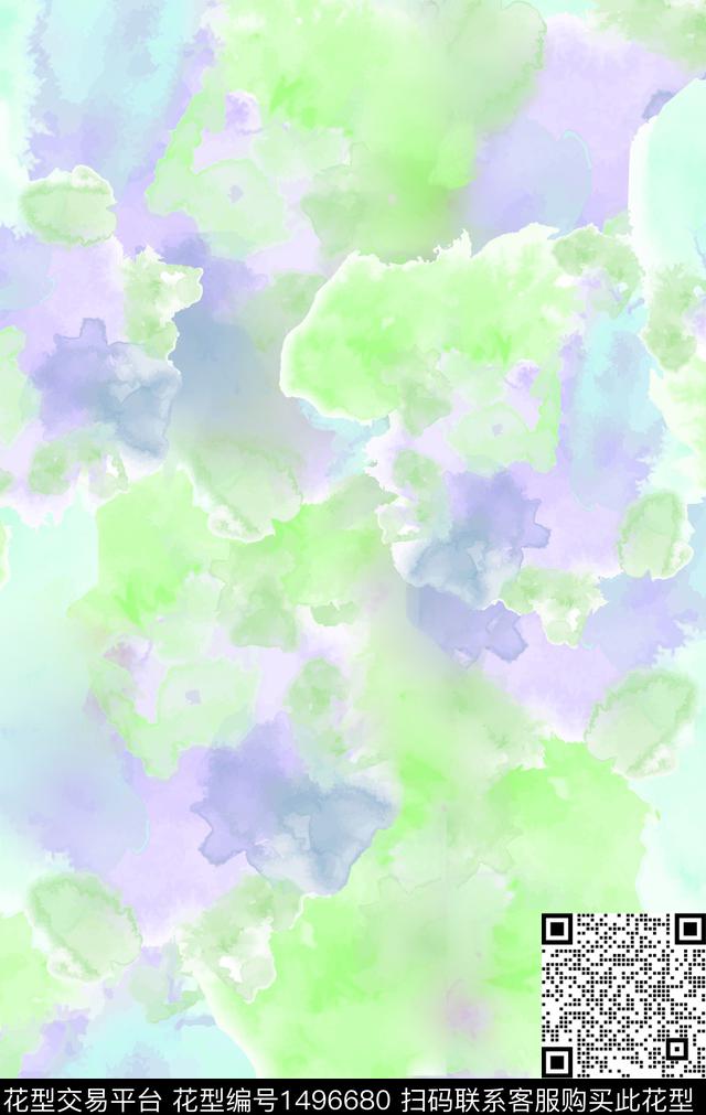 时尚水彩渐变数码印花华亿平台下载（图片编号: 1496680） - 瓦栏（Walan）