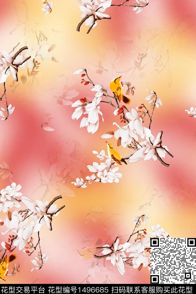 中国风旗袍香云纱春夏长裙女装渐变数码印花华亿平台下载（图片编号: 1496685） - 瓦栏（Walan）