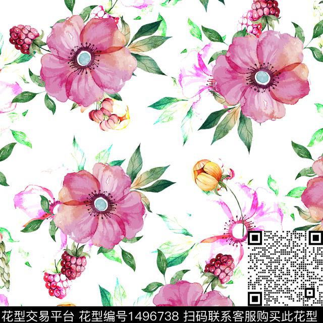 绿植树叶花卉数码印花华亿平台下载（图片编号: 1496738） - 瓦栏（Walan）