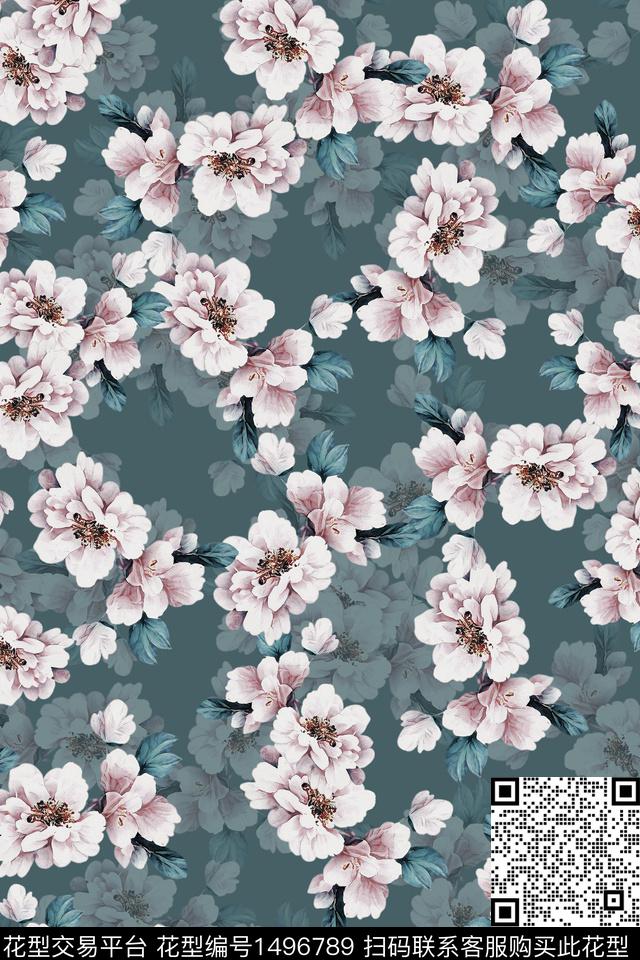 香云纱中国风花卉数码印花华亿平台下载（图片编号: 1496789） - 瓦栏（Walan）