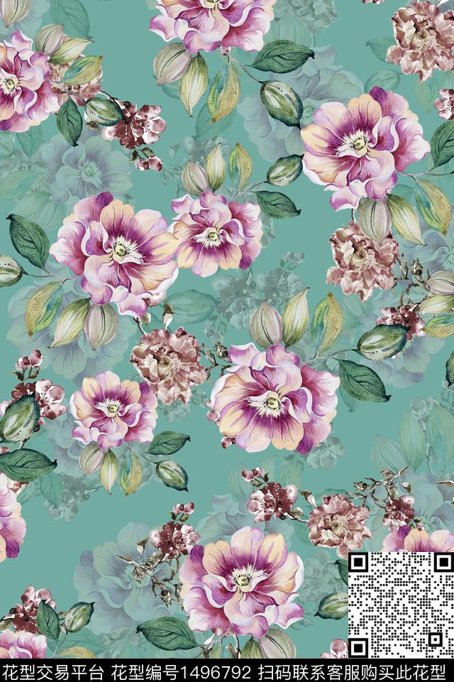 香云纱中国风牡丹数码印花华亿平台下载（图片编号: 1496792） - 瓦栏（Walan）