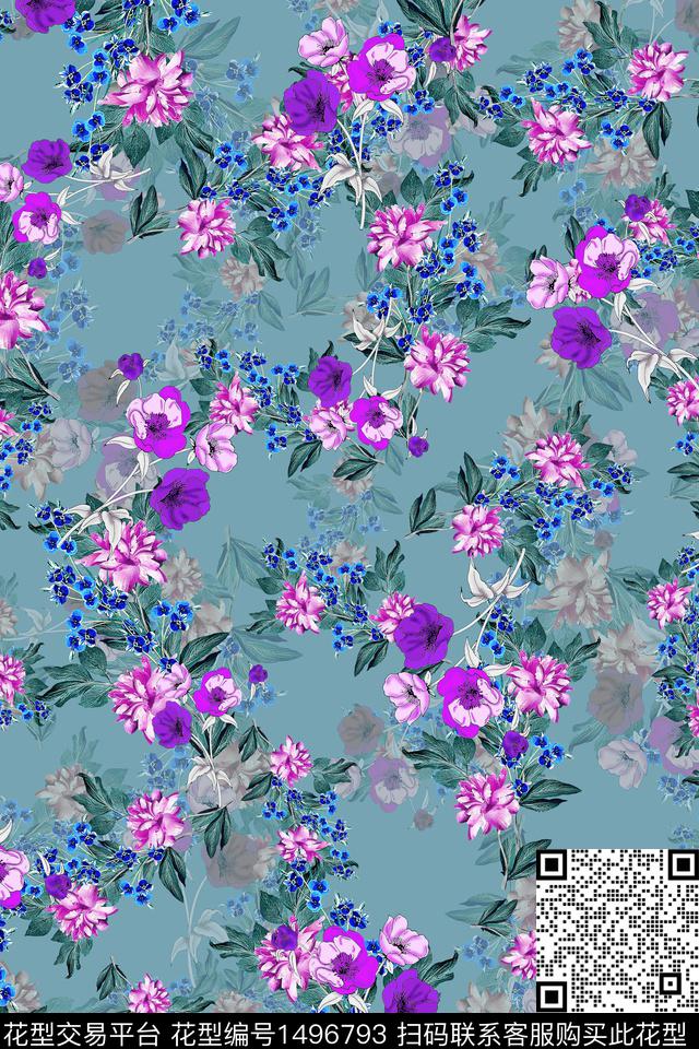 香云纱中国风小碎花数码印花华亿平台下载（图片编号: 1496793） - 瓦栏（Walan）