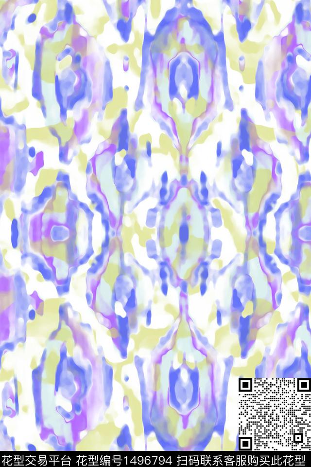 抽象花卉女装民族风传统印花华亿平台下载（图片编号: 1496794） - 瓦栏（Walan）