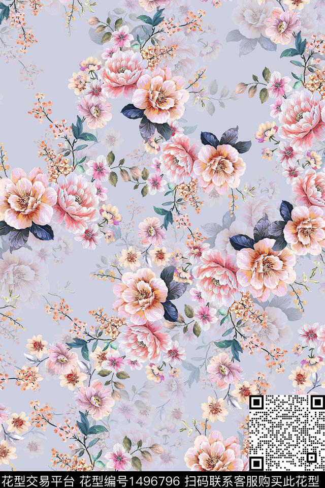 香云纱中国风牡丹数码印花华亿平台下载（图片编号: 1496796） - 瓦栏（Walan）