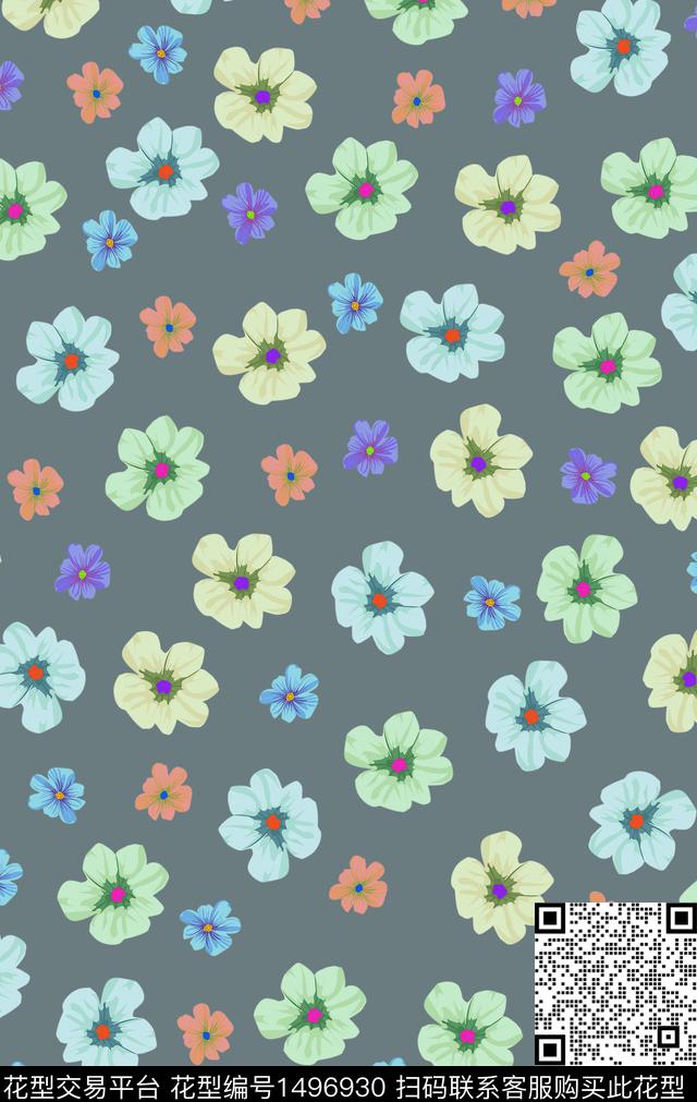 时尚几何花卉数码印花华亿平台下载（图片编号: 1496930） - 瓦栏（Walan）
