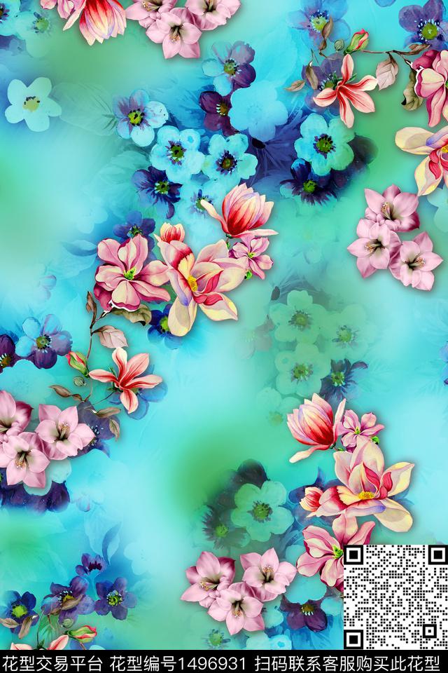 花卉大牌风小碎花数码印花华亿平台下载（图片编号: 1496931） - 瓦栏（Walan）