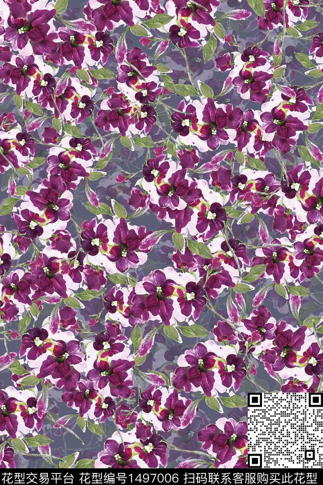 香云纱中国风花卉数码印花华亿平台下载（图片编号: 1497006） - 瓦栏（Walan）