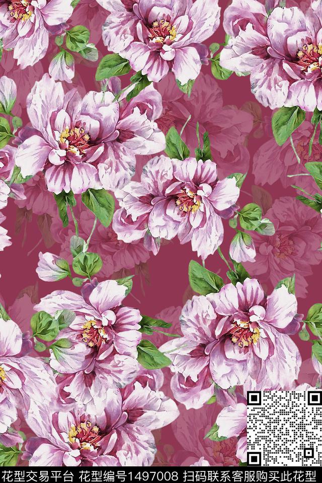 香云纱中国风牡丹数码印花华亿平台下载（图片编号: 1497008） - 瓦栏（Walan）