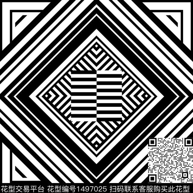 格子几何线条传统印花华亿平台下载（图片编号: 1497025） - 瓦栏（Walan）