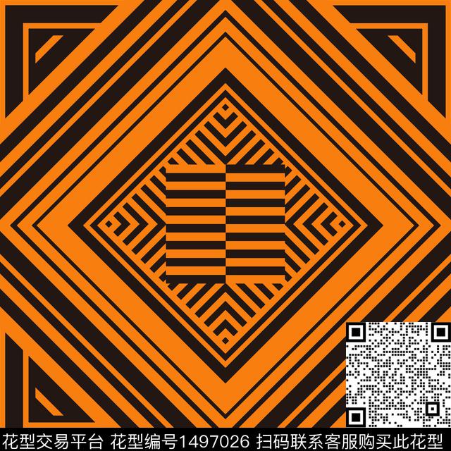 格子几何线条传统印花华亿平台下载（图片编号: 1497026） - 瓦栏（Walan）