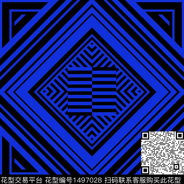 格子几何线条传统印花华亿平台下载（图片编号: 1497028） - 瓦栏（Walan）