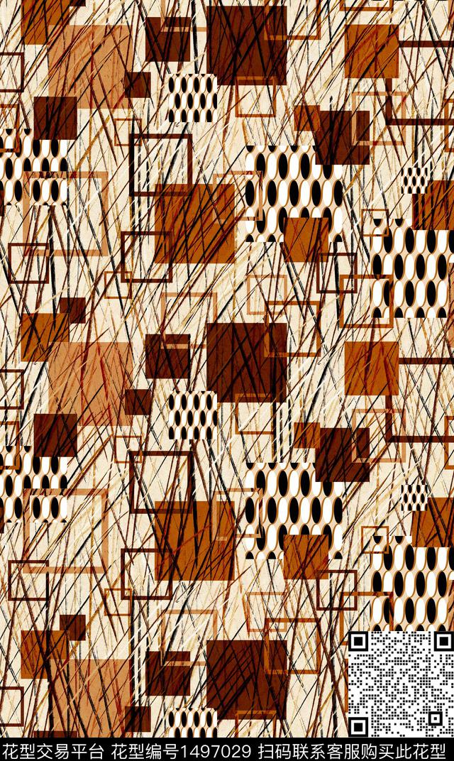 格子几何线条数码印花华亿平台下载（图片编号: 1497029） - 瓦栏（Walan）