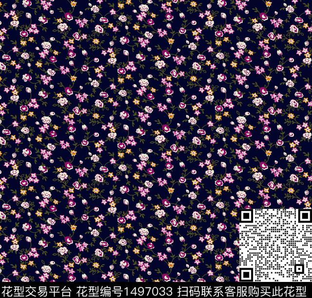 花卉小碎花秋冬华亿平台数码印花华亿平台下载（图片编号: 1497033） - 瓦栏（Walan）