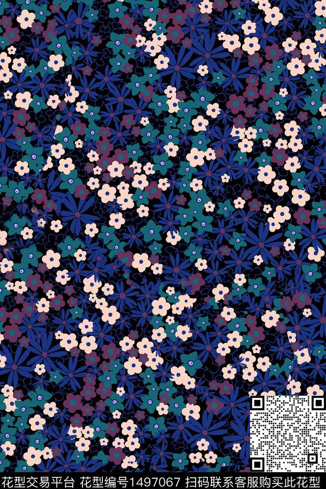 文艺复古花卉数码印花华亿平台下载（图片编号: 1497067） - 瓦栏（Walan）