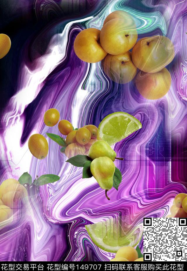 水果梨数码印花华亿平台下载（图片编号: 149707） - 瓦栏（Walan）