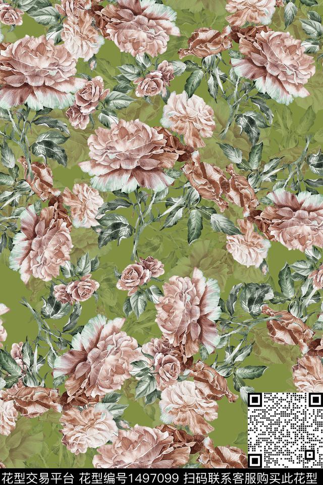 香云纱中国风牡丹数码印花华亿平台下载（图片编号: 1497099） - 瓦栏（Walan）