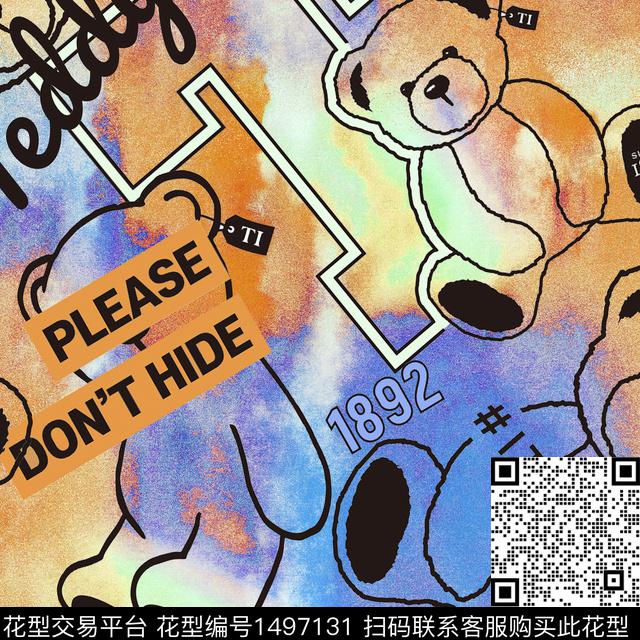 渐变字母卡通人物数码印花华亿平台下载（图片编号: 1497131） - 瓦栏（Walan）