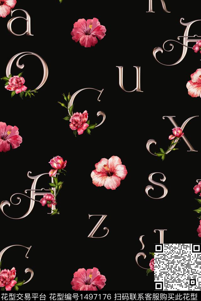 几何连衣裙字母数码印花华亿平台下载（图片编号: 1497176） - 瓦栏（Walan）