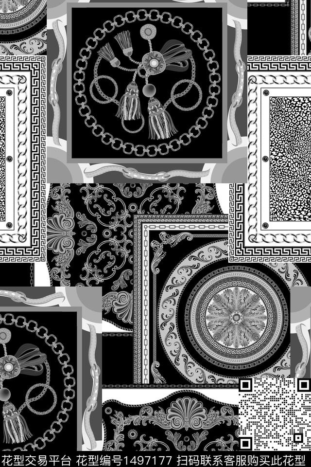 黑白华亿平台大牌风欧美数码印花华亿平台下载（图片编号: 1497177） - 瓦栏（Walan）