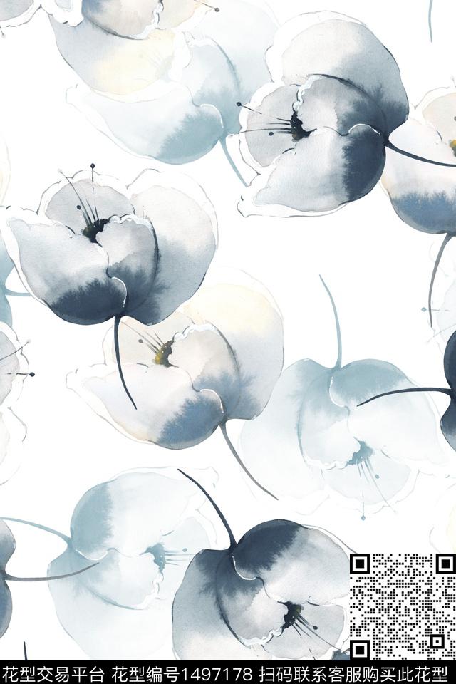 清爽底花卉花卉大牌风数码印花华亿平台下载（图片编号: 1497178） - 瓦栏（Walan）