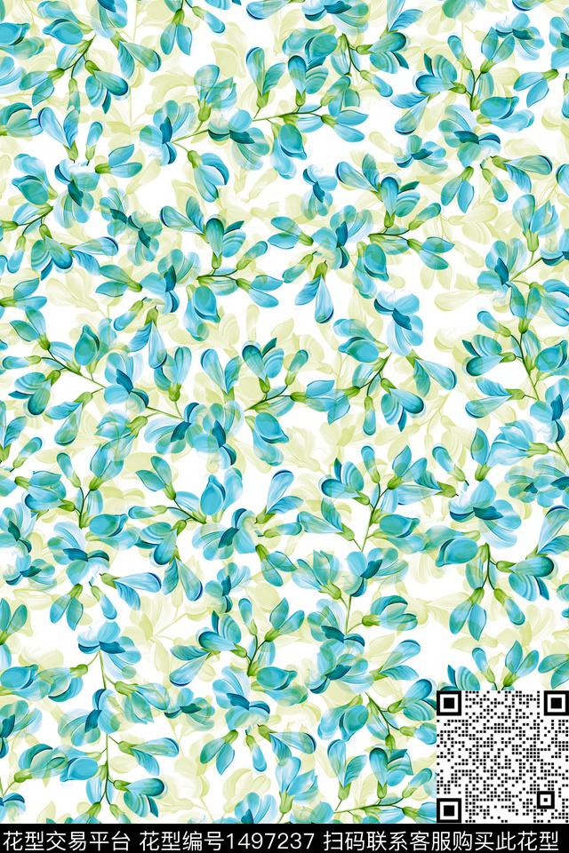 花卉大牌风小清新数码印花华亿平台下载（图片编号: 1497237） - 瓦栏（Walan）