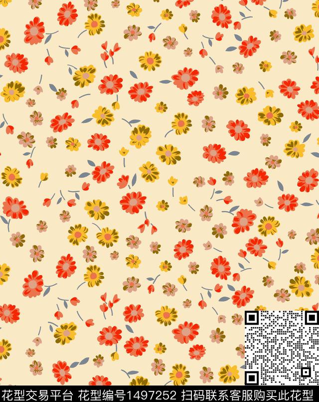 花卉小清新小碎花传统印花华亿平台下载（图片编号: 1497252） - 瓦栏（Walan）