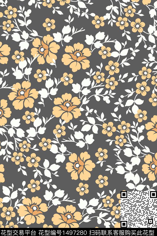 花卉大牌风中国风数码印花华亿平台下载（图片编号: 1497280） - 瓦栏（Walan）