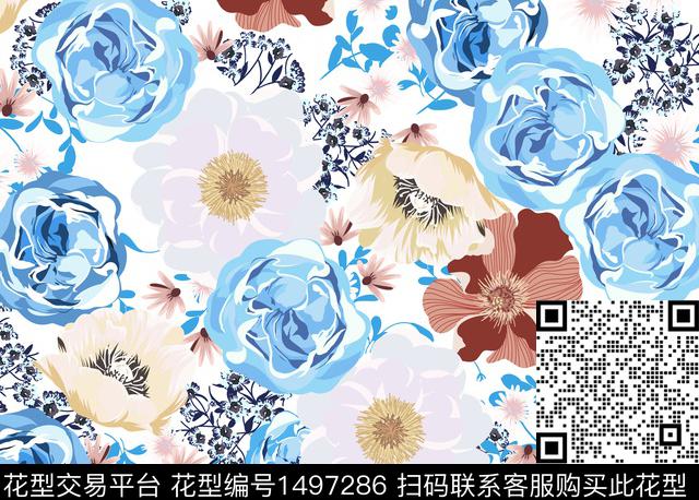 绿植树叶手绘花卉传统印花华亿平台下载（图片编号: 1497286） - 瓦栏（Walan）