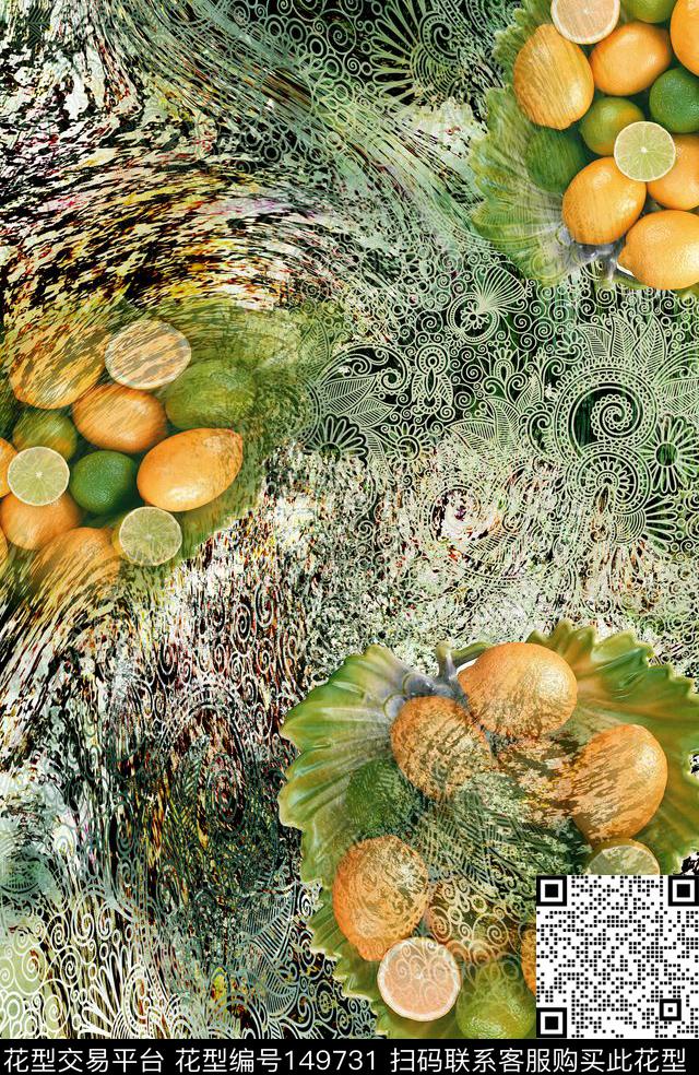 水果纹样花纹数码印花华亿平台下载（图片编号: 149731） - 瓦栏（Walan）
