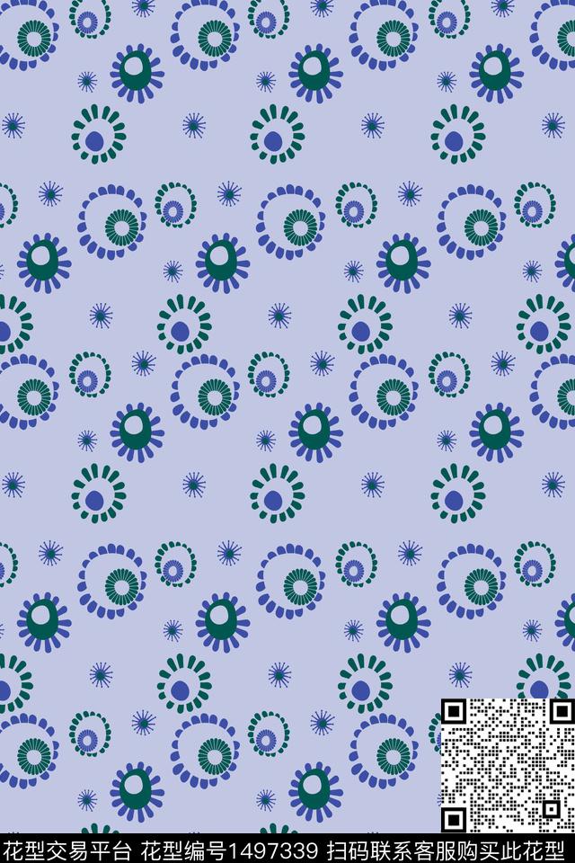 几何线条年轻女性数码印花华亿平台下载（图片编号: 1497339） - 瓦栏（Walan）